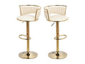 Set of 2 bar stools - Velvet - with gold base - beige 33051VZDD