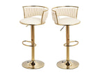 Set of 2 bar stools - Velvet - with gold base - beige 33051VZDD