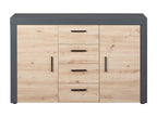 Nidchicshop 4-Drawer Chest, 134cm, Oak/Anthracite, 24823GNBC
