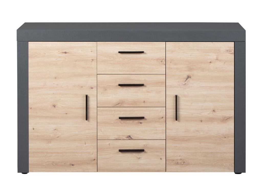 Nidchicshop 4-Drawer Chest, 134cm, Oak/Anthracite, 24823GNBC