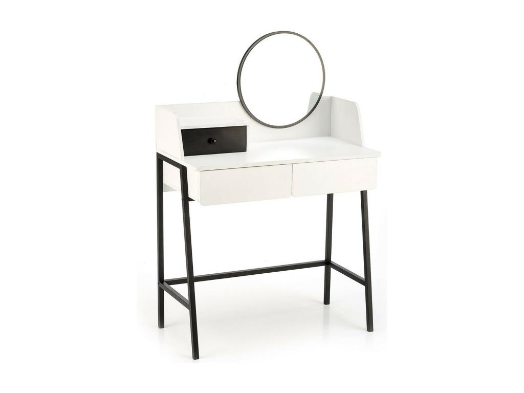 Black and white designer dressing table with mirror and 3 drawers Nidchicshop 85830FUNE