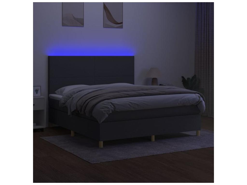 Nidchicshop bed base and mattress with LED lighting, Dark Grey, 180x200 cm, 81638DGIJ