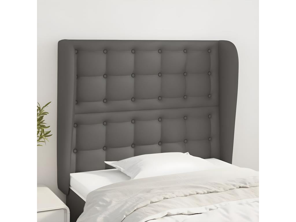 Headboard with wings, Grey, 103x23x118/128 cm, Faux Leather, 82988LYFG