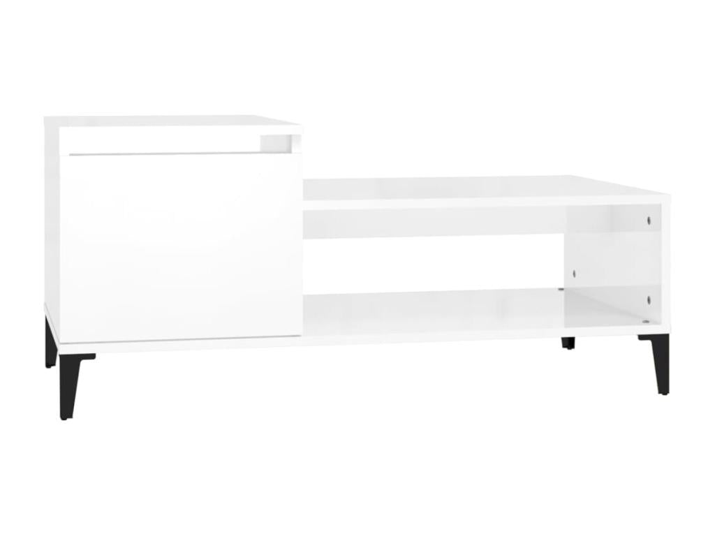 Coffee table, glossy white, 100x50x45 cm, engineered wood, 82787AOJP