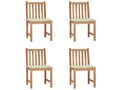 Set of 4 garden chairs with cushions, solid teak wood, 49292ZJSH