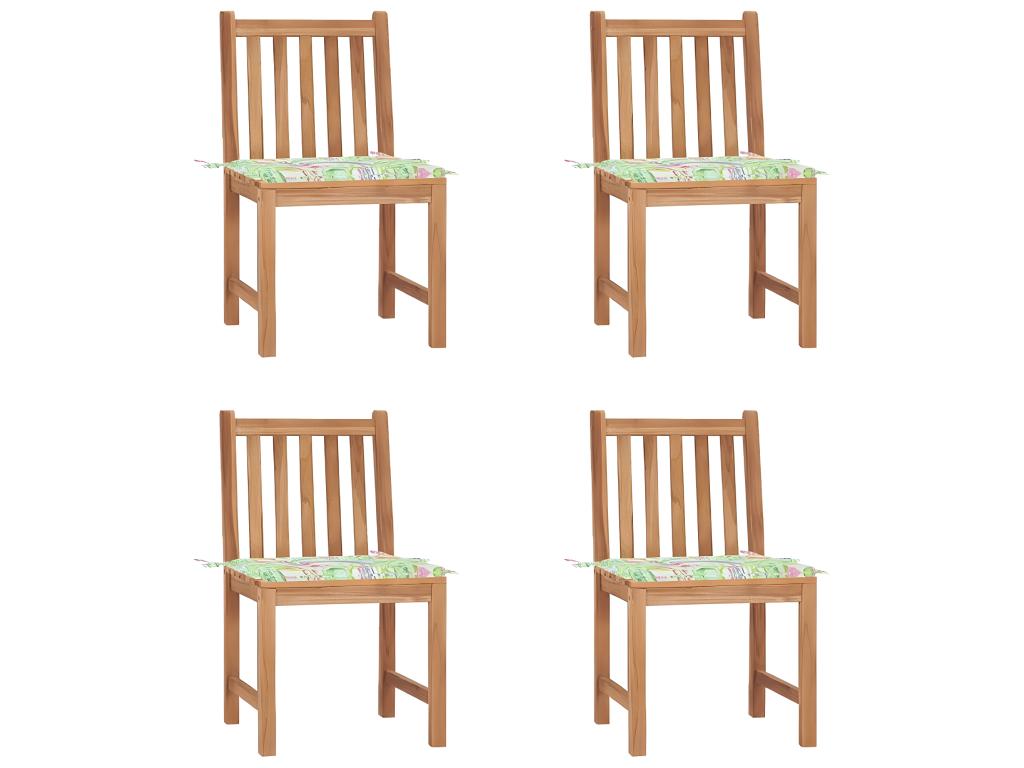 Set of 4 garden chairs with cushions, solid teak wood, 49292ZJSH