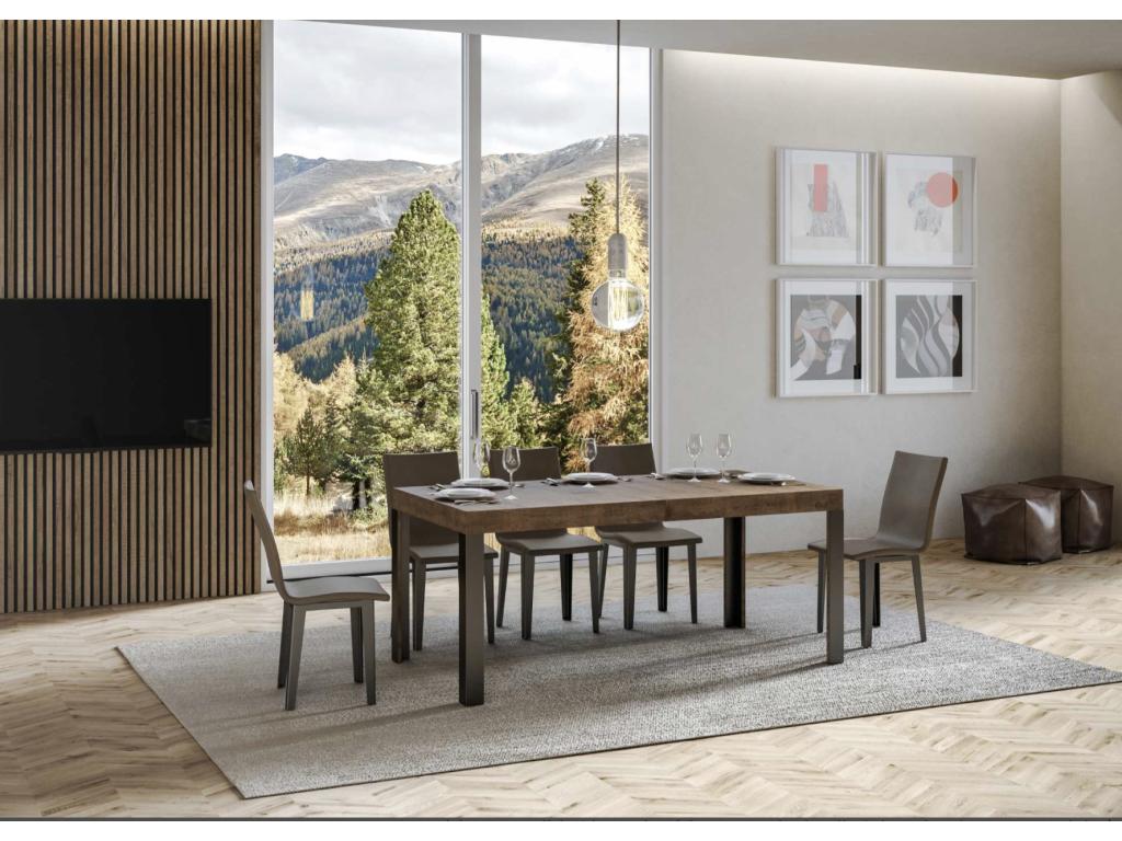 Extendable wooden table with 4 wood and steel legs, anthracite color, Nidchicshop - Natural color - Legs and support available on Nidchicshop - Extendable width 130 to 234cm 84619OCYP