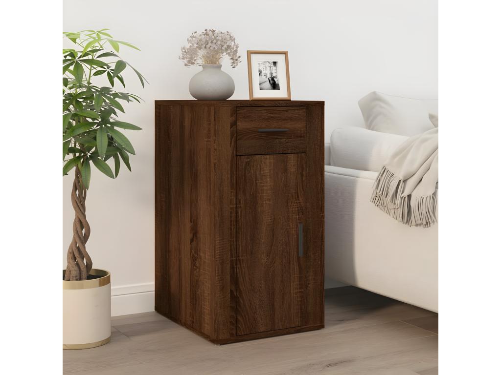 Desk with cabinet, brown oak engineered wood, 73586AJJX