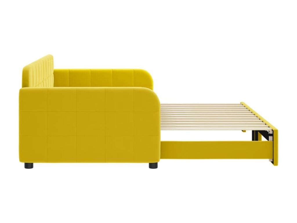 Daybed with pull-out bed, yellow, 90x200 cm, velvet, 84785SRKT