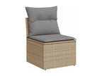 6-piece garden furniture set with cushions, beige wicker resin, 69063KWPY