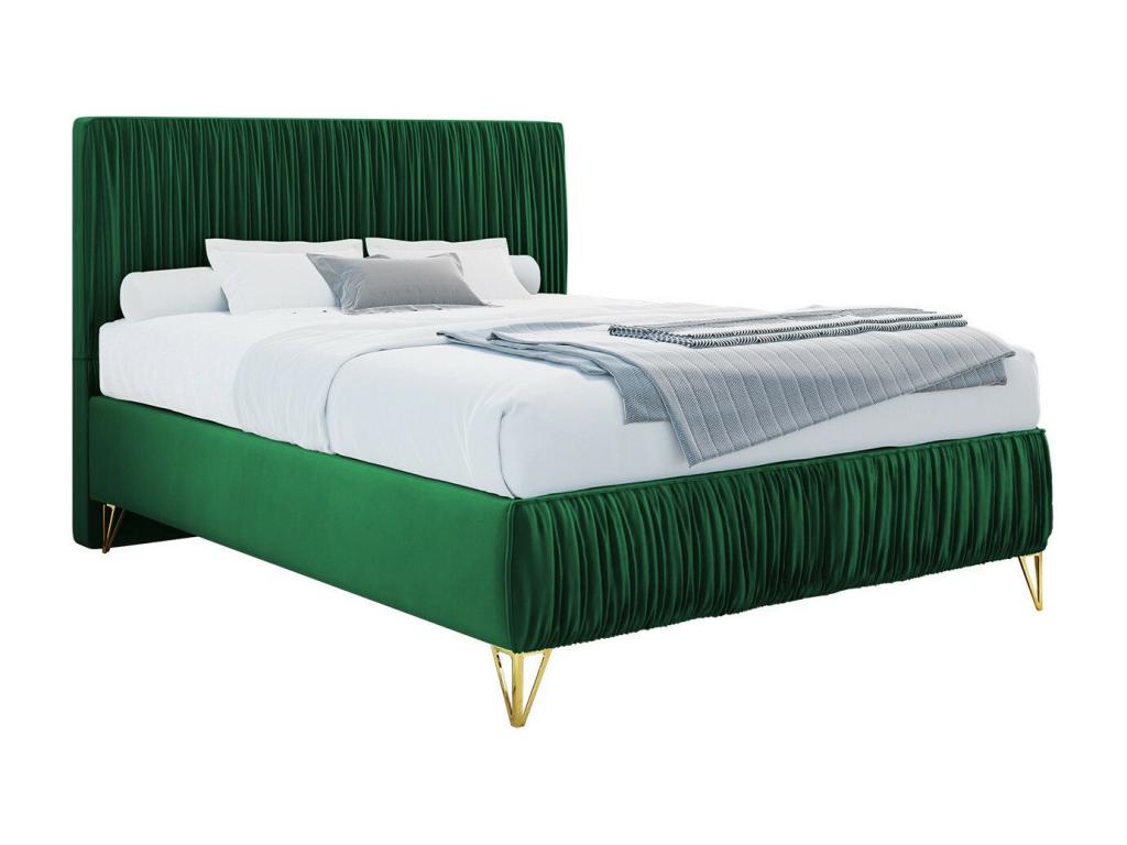 Nidchicshop 112 Double Green Bed 140x200 Upholstered Slatted Base to Nidchicshop 140x209x120cm 06383HXIF