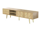 TV stand 160x36x42cm - with 2 drawers and 2 doors - gold legs - Natural 28133JIUW