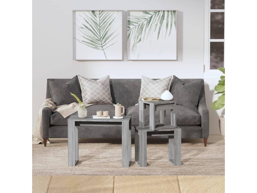 Calmetop 3-Piece Nesting Tables, Grey Engineered Wood, 99081KILJ