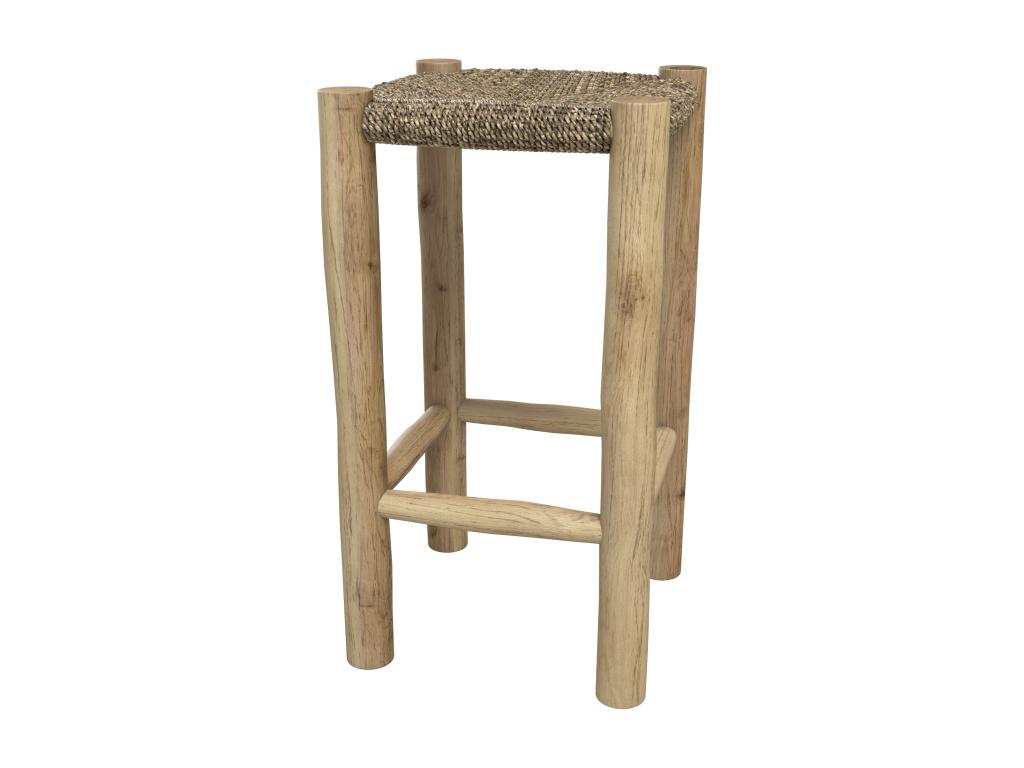 65cm kitchen island stool in seagrass and teak - Nidchicshop 86744RKEM