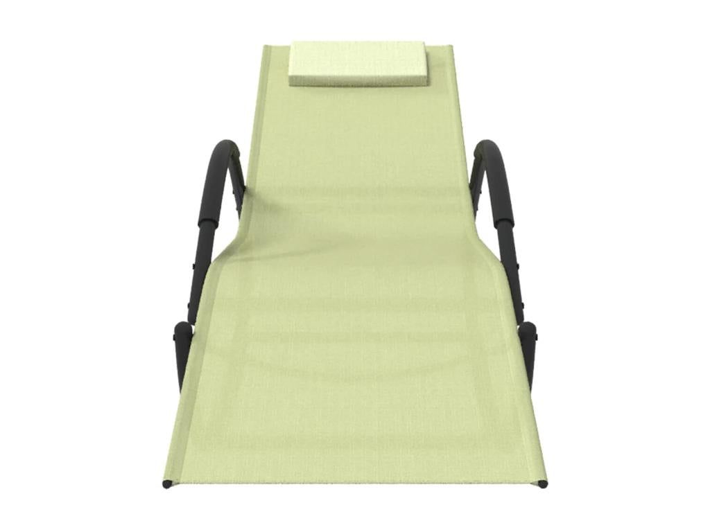 Cream rocking chaise longue in steel and textilene 55175EJVF