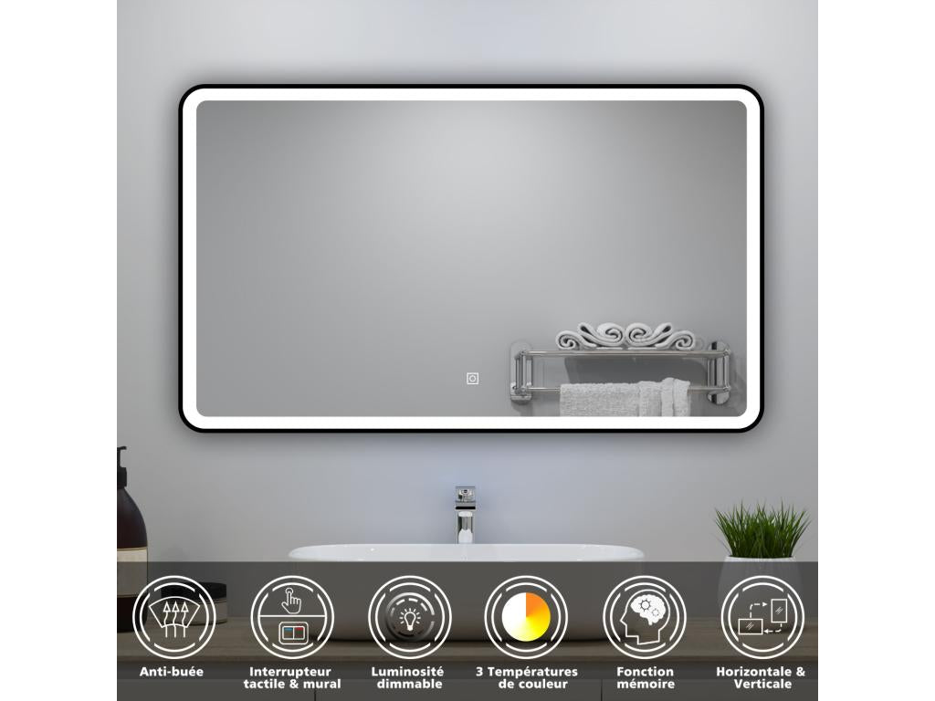 100cm Bathroom Furniture with Illuminated Mirror Column, 3 Dimmable Colors, White 11602TDJS