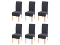 Set of 6 Calmetop dining chairs, kitchen chairs, fabric/textile - dark grey, light legs 74529SKUF