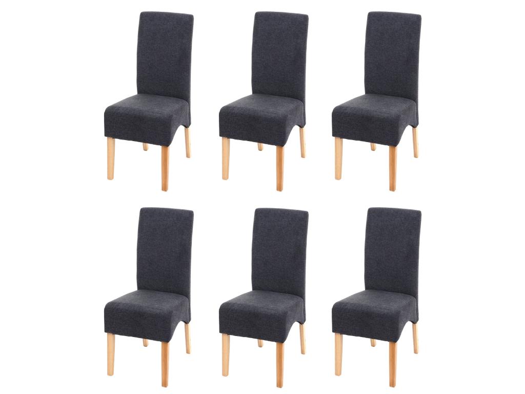 Set of 6 Calmetop dining chairs, kitchen chairs, fabric/textile - dark grey, light legs 74529SKUF
