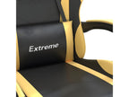 Swivel gaming chair and footrest, black and gold faux leather, 10097EMIF