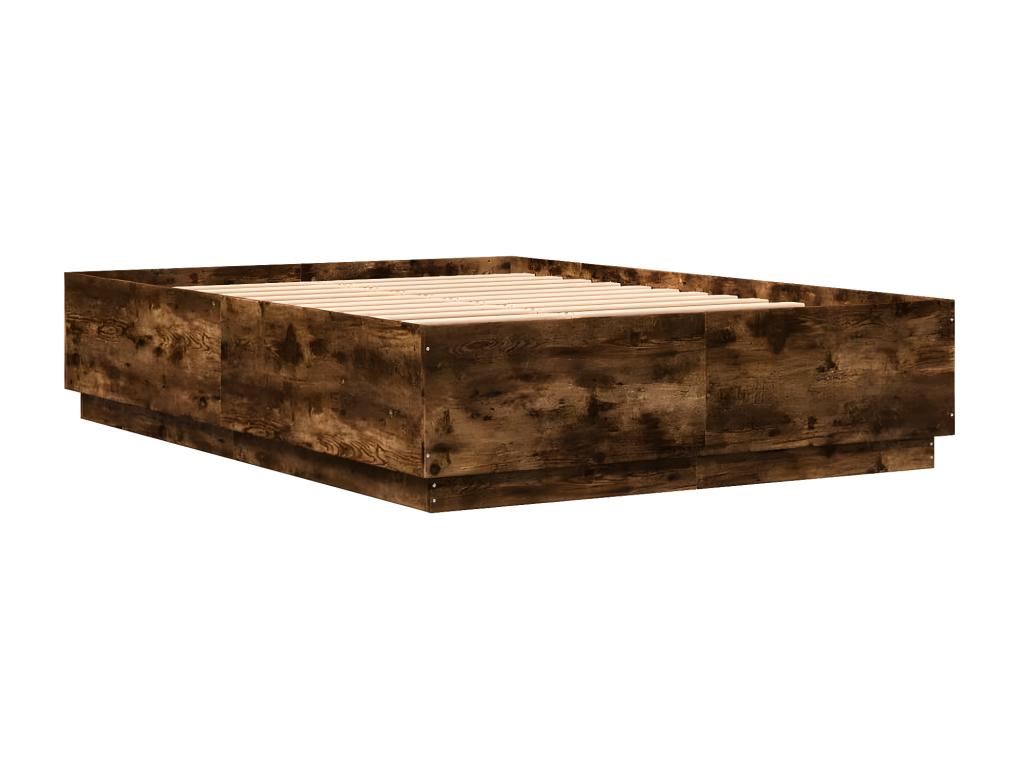 Bed frame without mattress, smoked oak, 160x200 cm, 76093KZJH