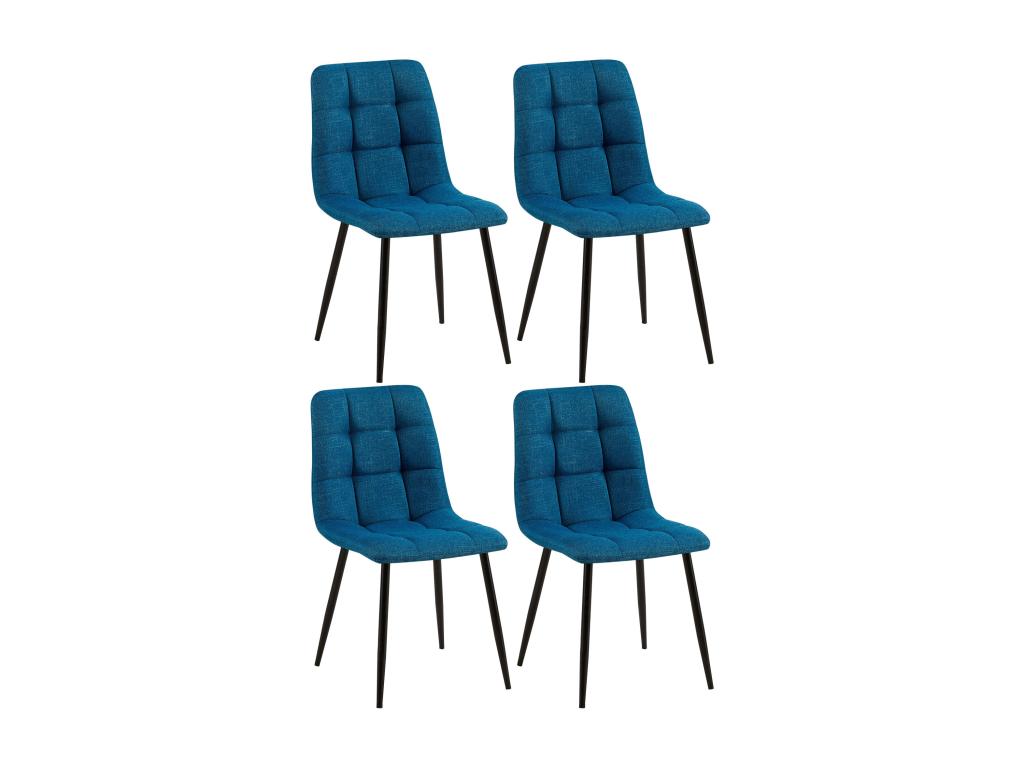 Set of 4 dining chairs - Fabric/Metal - Blue - Calmetop 70371MBYZ