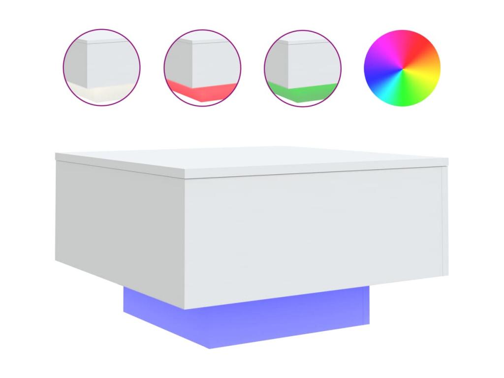 Coffee table with Nidchicshop white LED light, 55x55x31 cm, 75305XMYZ